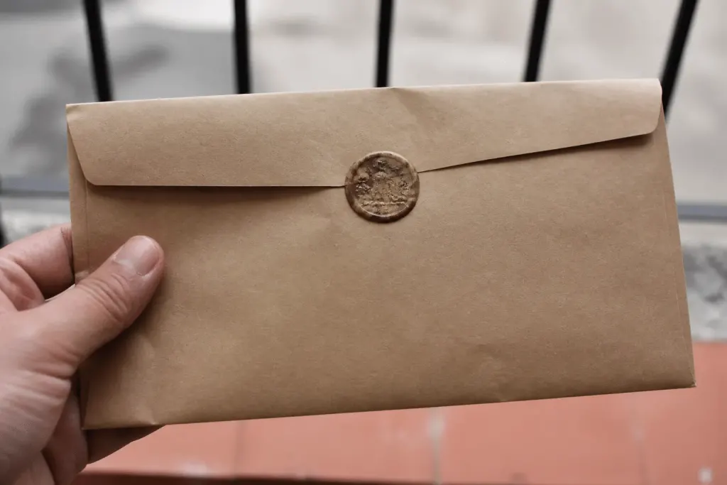 Enveloppe recommandée avec cachet officiel huissier