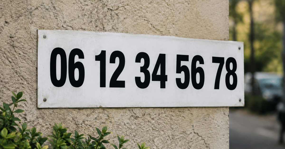 Numero telephone affiche en gros caracteres noirs