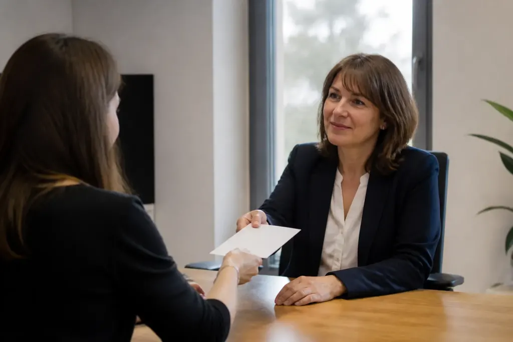 Salarie remet enveloppe blanche au responsable RH